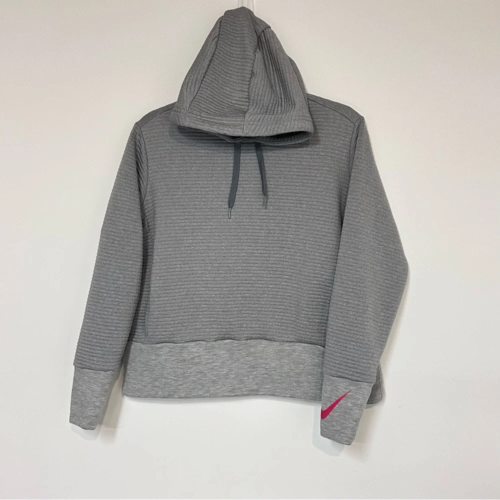 Nike Dri Fit Women's Ribbed Training Crop Hoodie Sweatshirt Medium