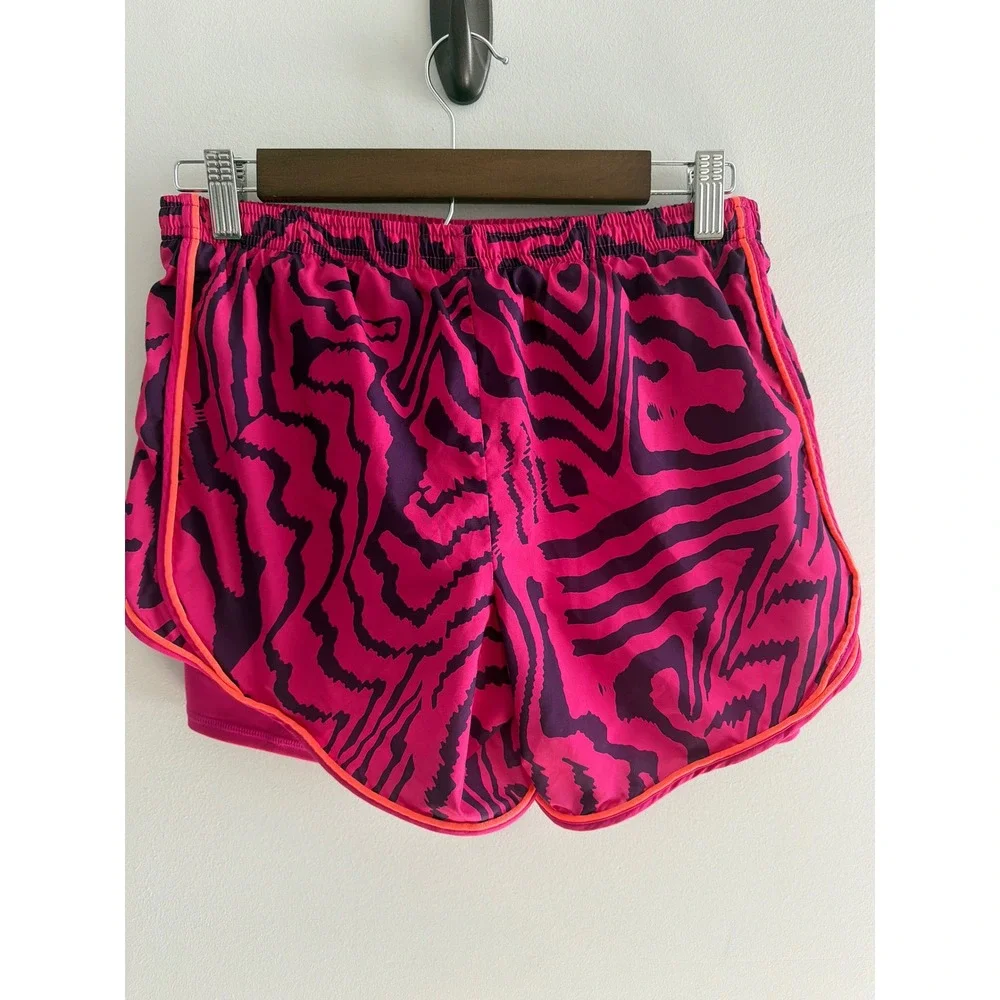 Nike Dri-FIT 10K 2-in-1 Running Shorts Pink Zebra Print DA1007-615 Womens XL