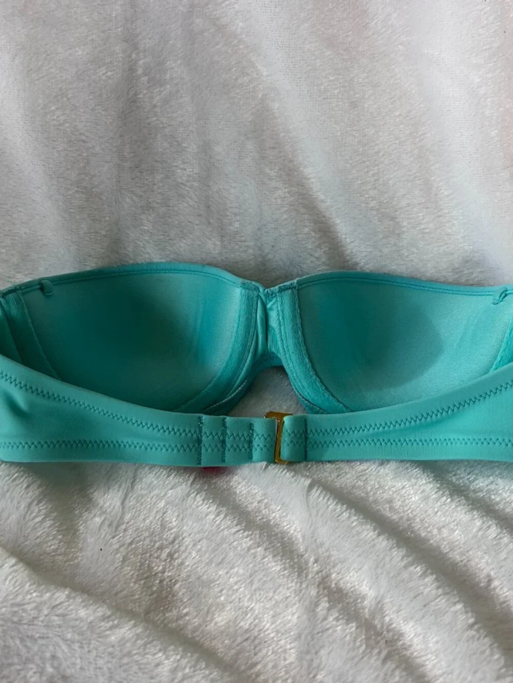 Victorias Secret Strapless Bikini Top Womens 32B Teal Padded Bandeau Swim Top