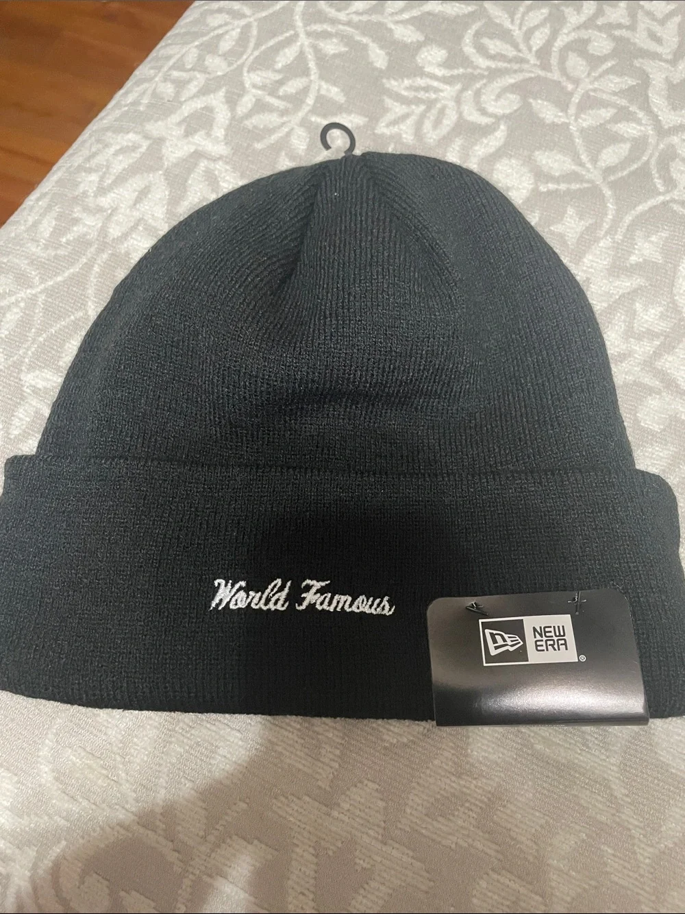Supreme Black Beanie with White Embroidered Logos
