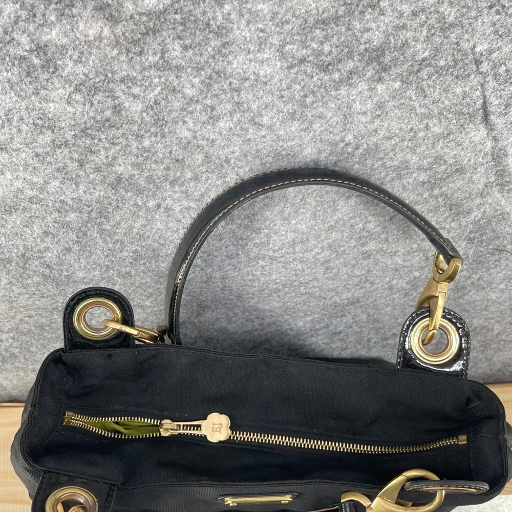 Eric‎ Javits Shoulder Bag Womens Medium Black Ribbon Tiered Gold Hardware Purse