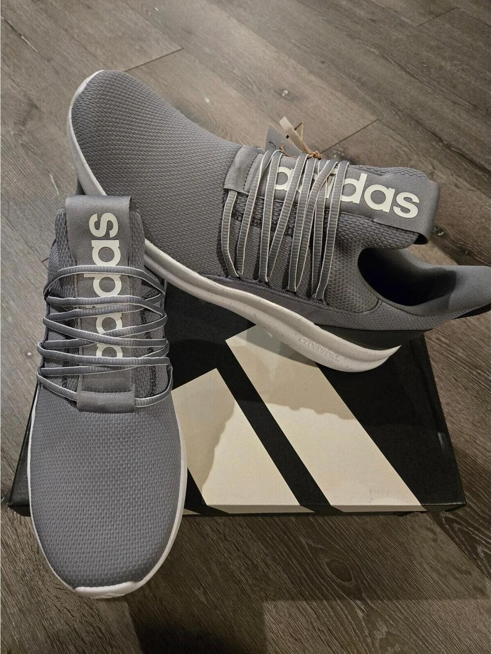Adidas Lite Racer Adapt 7.0 Grey White Men Size 13 JR7606 Slip On Sneaker Box
