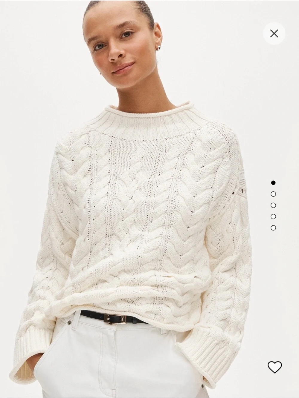 Rollneck™ Cable-Knit Sweater - Ivory