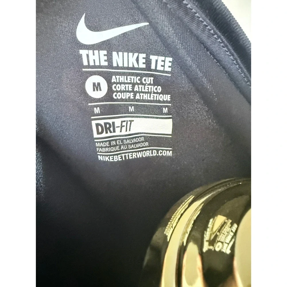 Nike Dri-FIT V-Neck T-Shirt Women Medium Black White Polka Dot Graphic Tee