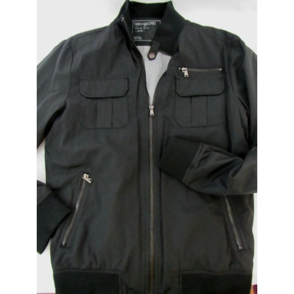 Heritage 1981 Black Light Weight Racer Jacket Size M NWT‎