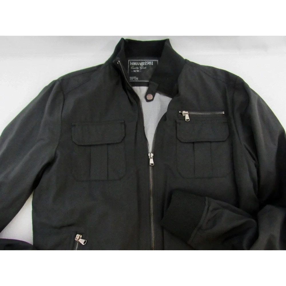 Heritage 1981 Black Light Weight Racer Jacket Size M NWT‎