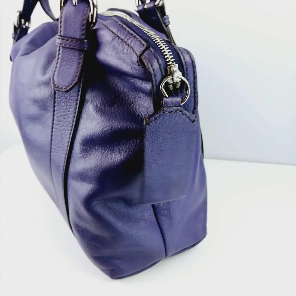ESCADA Sport LG Buttery Leather Purple Double Strap Tote Shoulder Bag Satchel