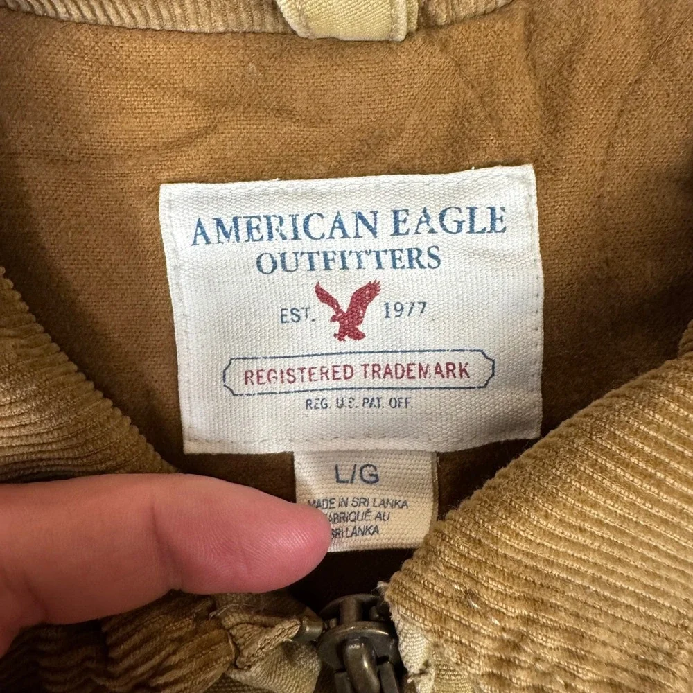 American Eagle Outfitters Mens Tan Canvas Workwear Jacket Corduroy Collar Large