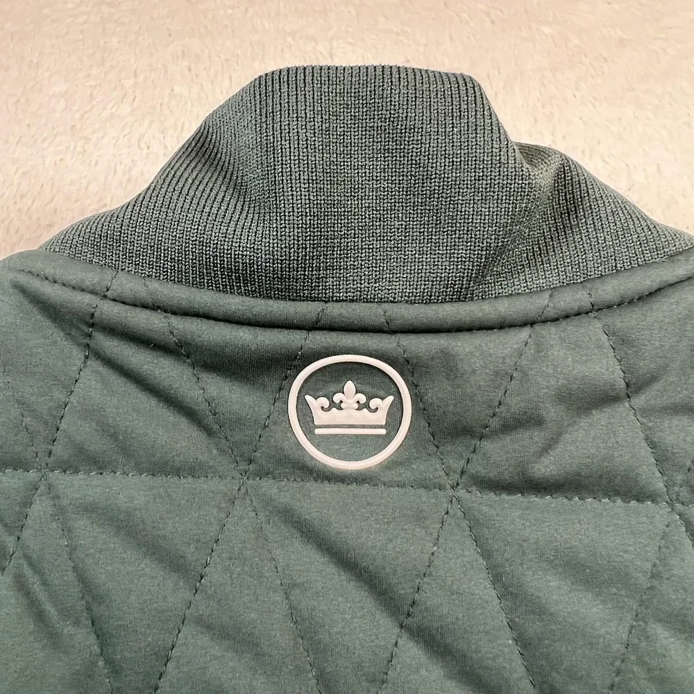 Peter Millar Quilted Vest Mens Large green Fleece Lined Full Zip Golf athletic
