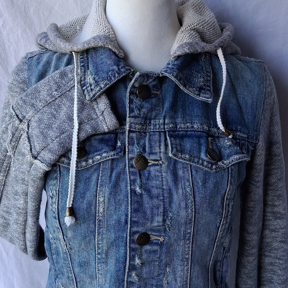 Free People Hooded Denim Jacket XS