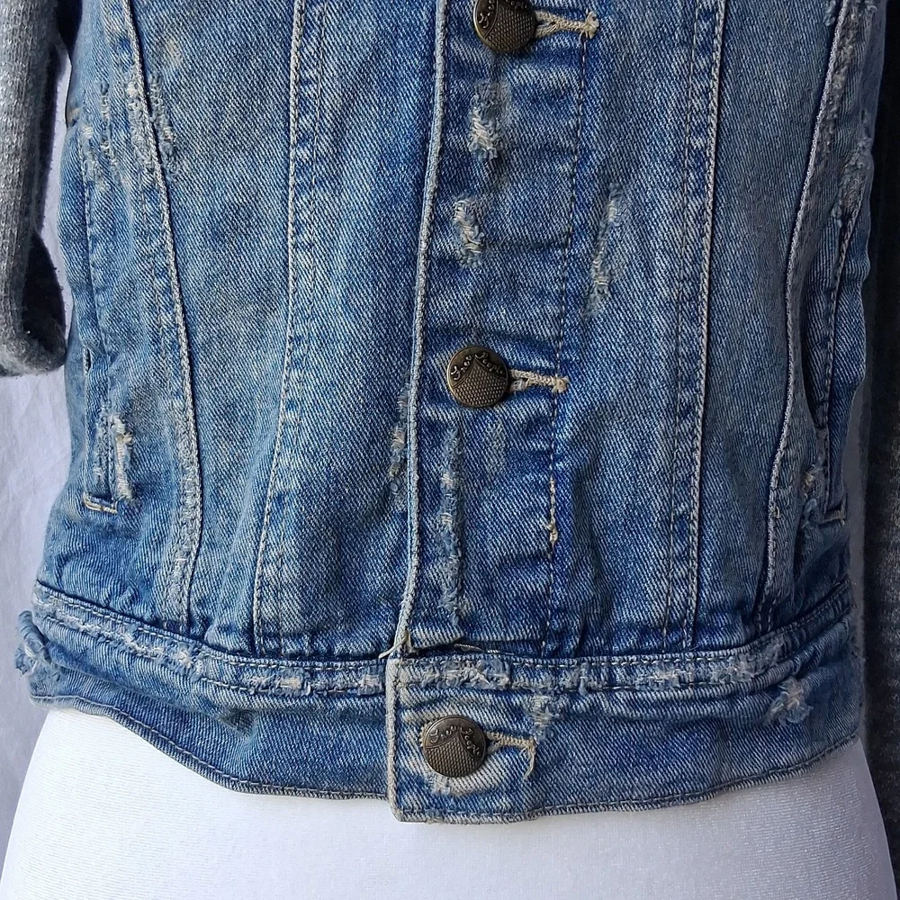 Free People Hooded Denim Jacket XS