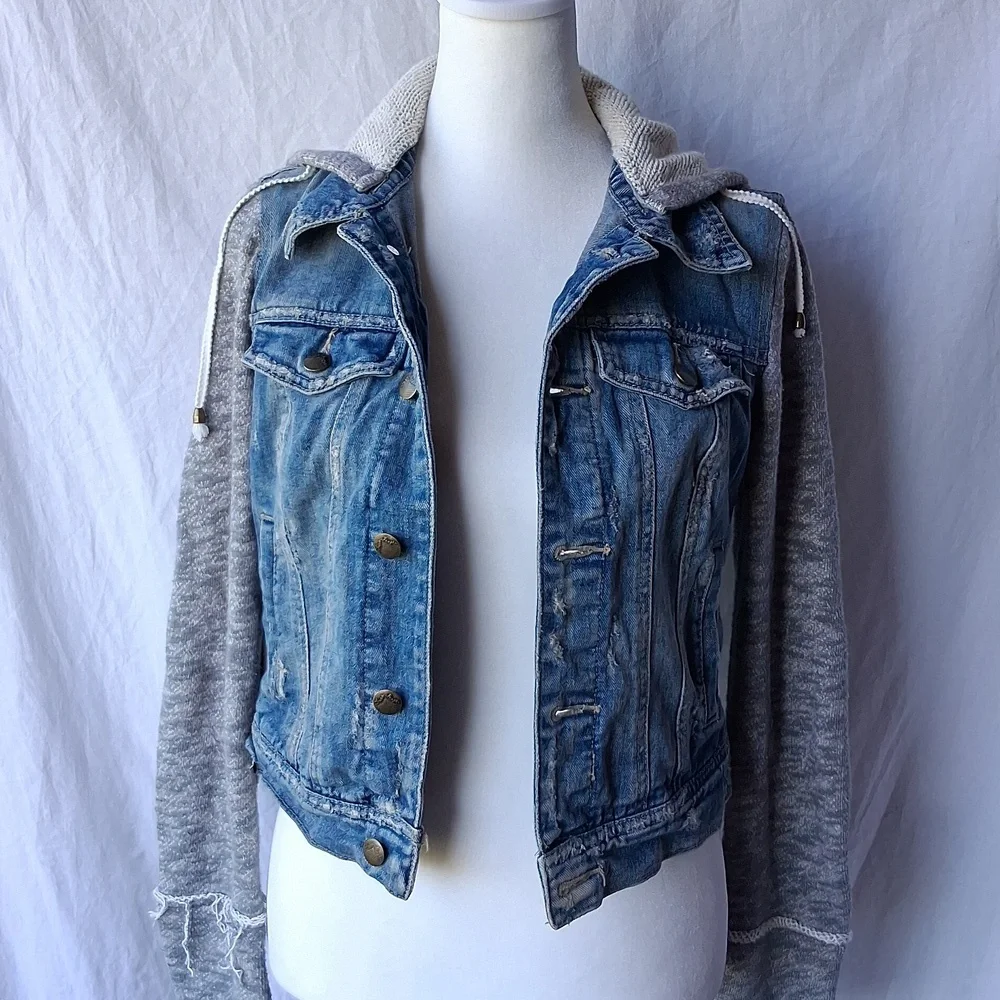 Free People Hooded Denim Jacket XS