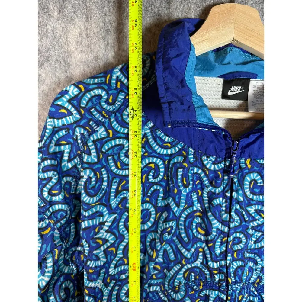 Vintage 90s Nike Abstract Print Windbreaker Blue Large Full Zip Oversized