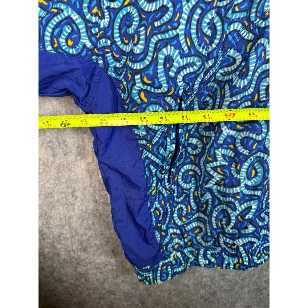 Vintage 90s Nike Abstract Print Windbreaker Blue Large Full Zip Oversized