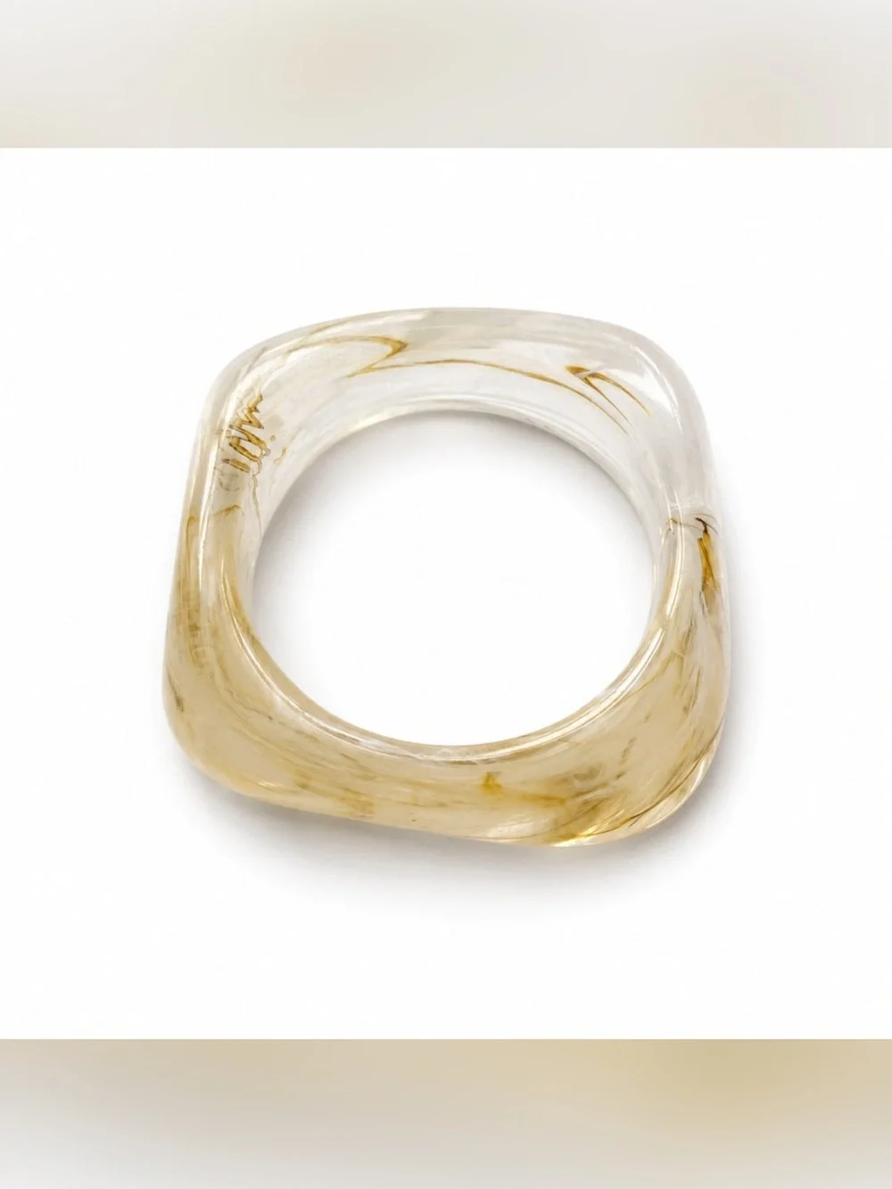 Transparent Smoked Vanilla Resin Square Bangle Bracelet