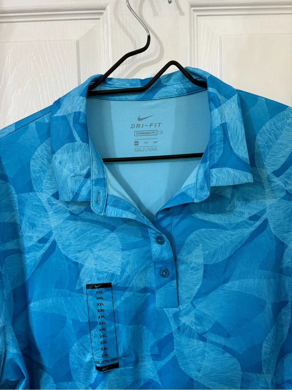 Nike Blue Leaf-Print Dri-FIT Polo