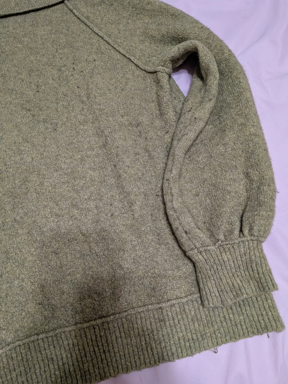 Free People Olive Green Off-the-Shoulder Knit Sweater