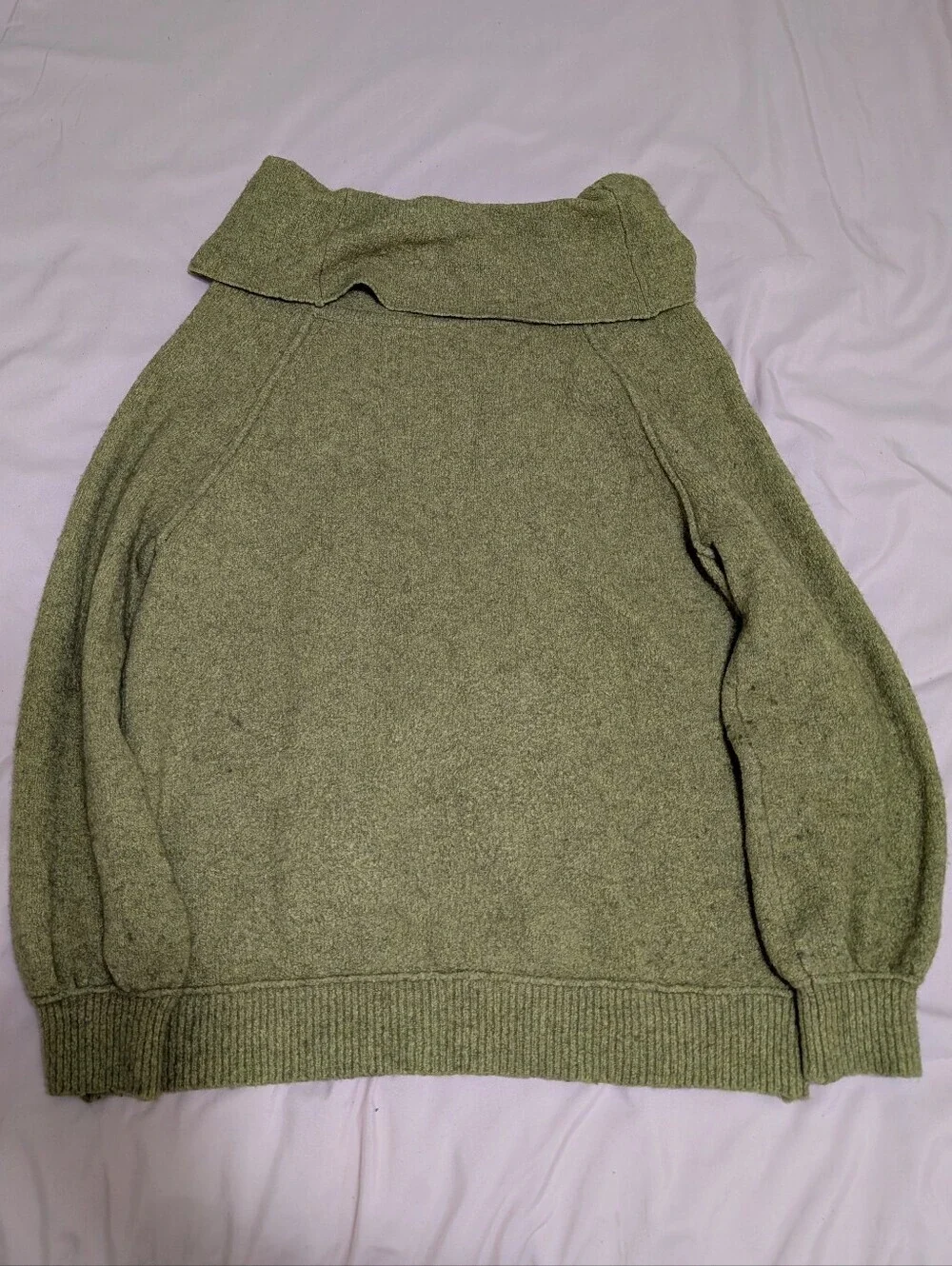 Free People Olive Green Off-the-Shoulder Knit Sweater