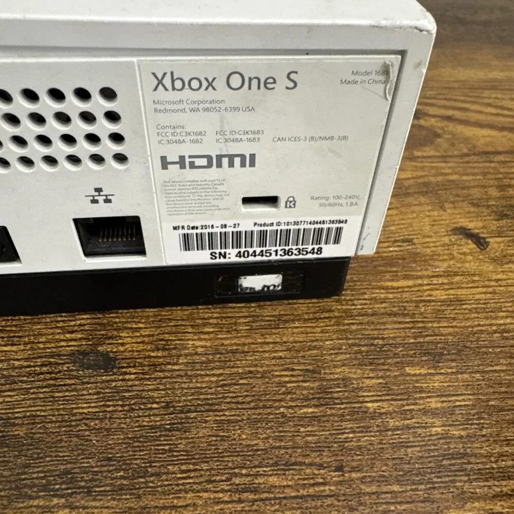 Microsoft Xbox One S 500GB Console White 1681 Working No Sync Button