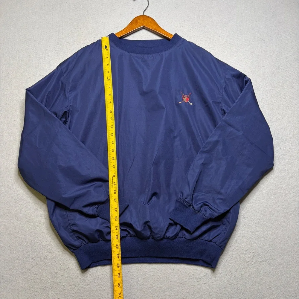 Polo Golf Windshirt Mens M Navy Blue Pullover Mesh Lined Crest Logo Y2K