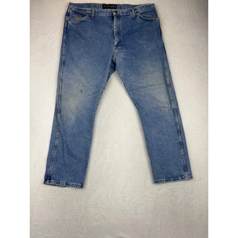 Wrangler George Mens 40x30 Jeans Cowboy Cut Denim Medium Grungy Wash