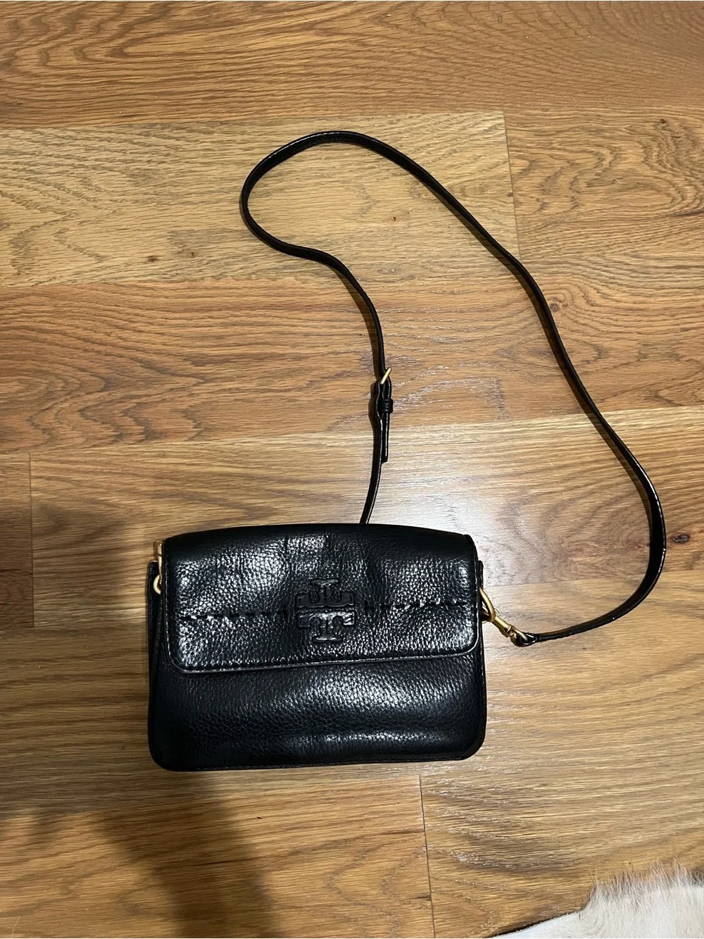 Tory Burch Black Pebbled Leather Crossbody Bag