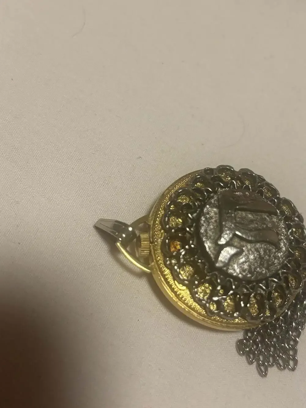 Vintage Lucerne Pendant Watch with Chai Hebrew Symbol Fob sterling silver