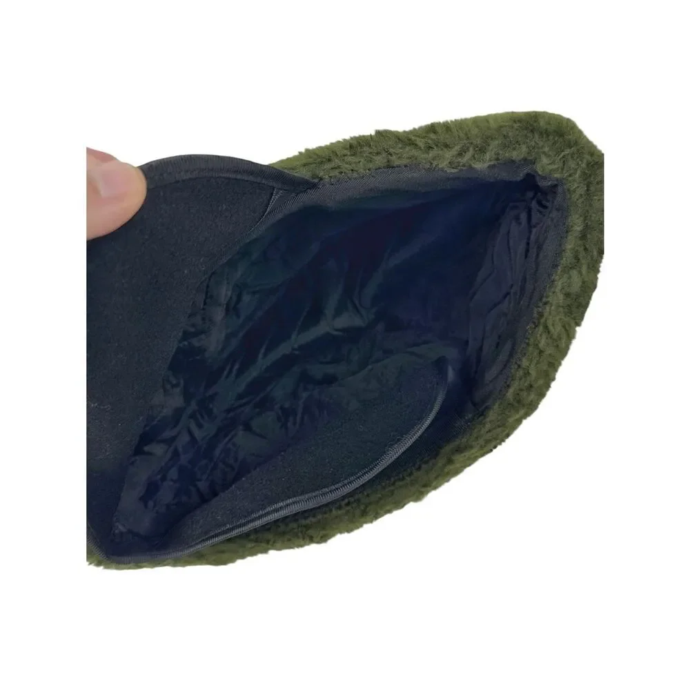 Vintage U.S. Military Cold Weather Cap Hat Faux Fur Trim Olive Brown Size Large