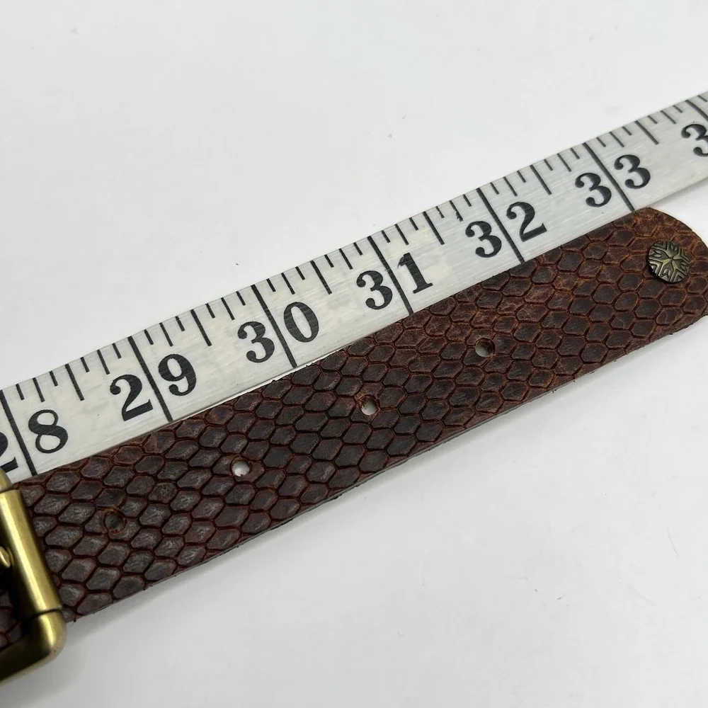 Twelfth Street By Cynthia Vincent Leather Double Buckle Belt Small Brown Boho