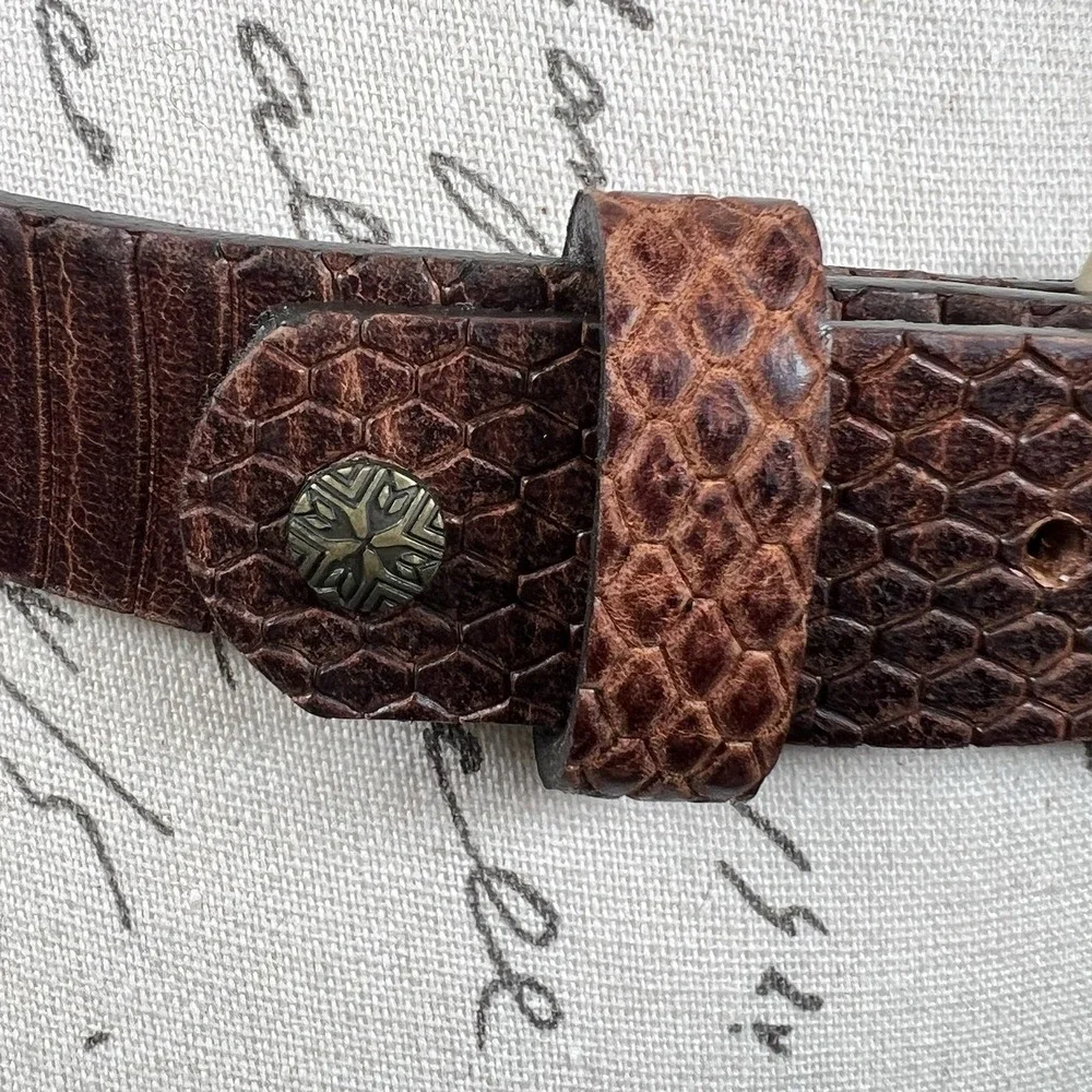 Twelfth Street By Cynthia Vincent Leather Double Buckle Belt Small Brown Boho