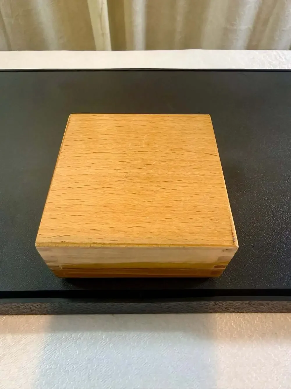 Vintage Handcrafted Wooden Marquetry Jewelry Trinket Box with Landscape Scene