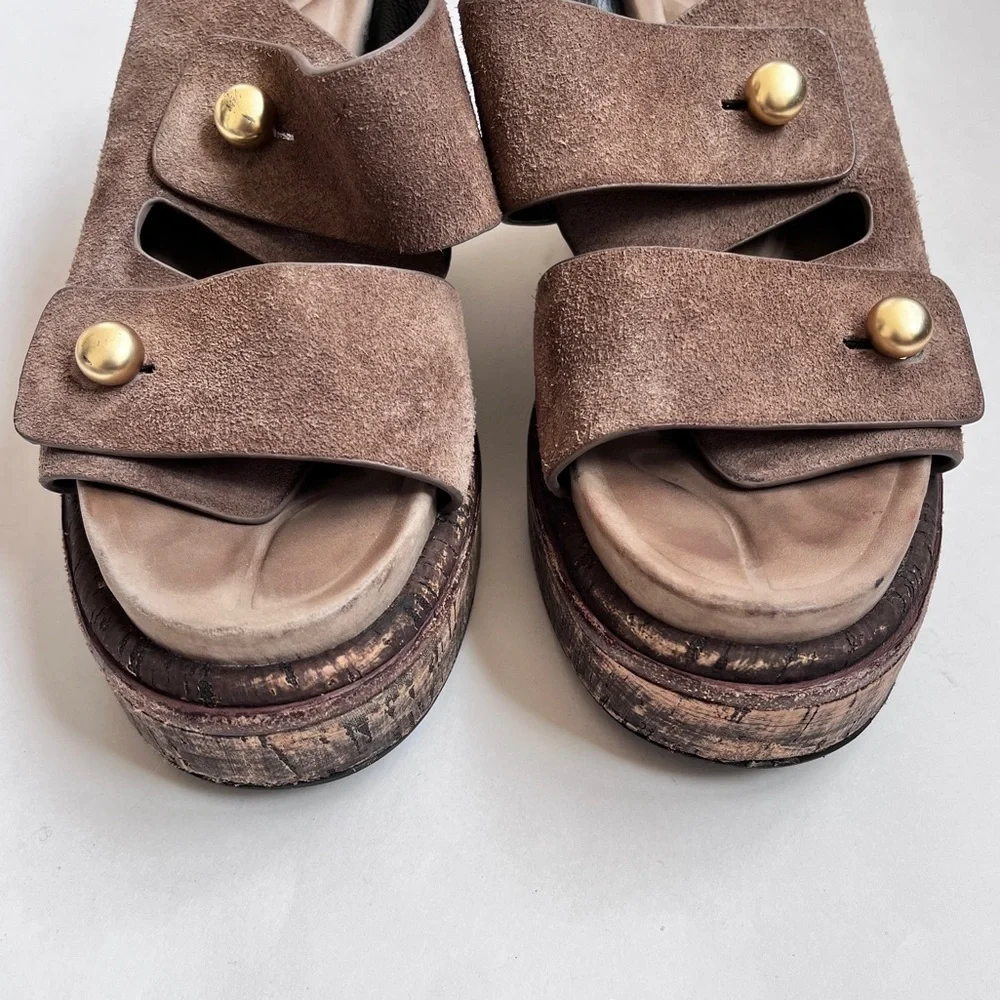 Rag & Bone Boho Sommer Brown Suede Wedge Sandals Size 6.5