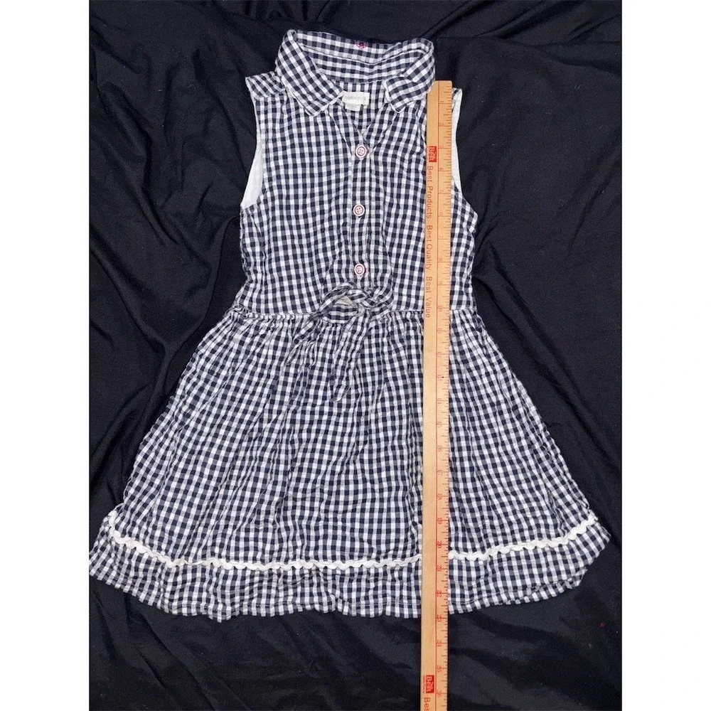 Pumpkin Patch Dress Girls Size 6 Blue Gingham Check Sleeveless Collared preppy