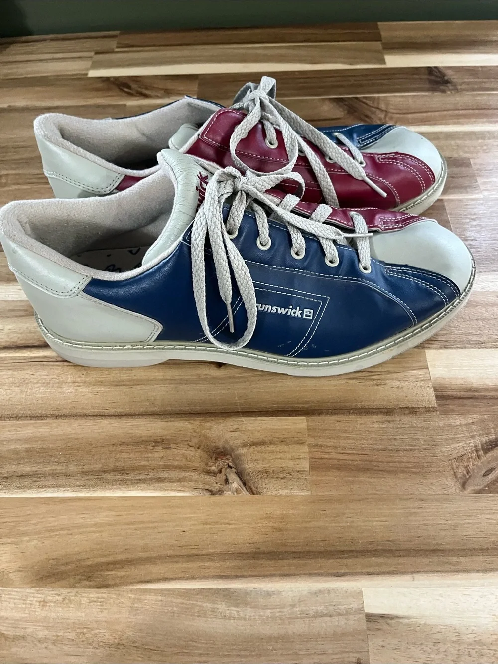 Men’s Tri-Color Leather Bowling Shoes - Red Blue White