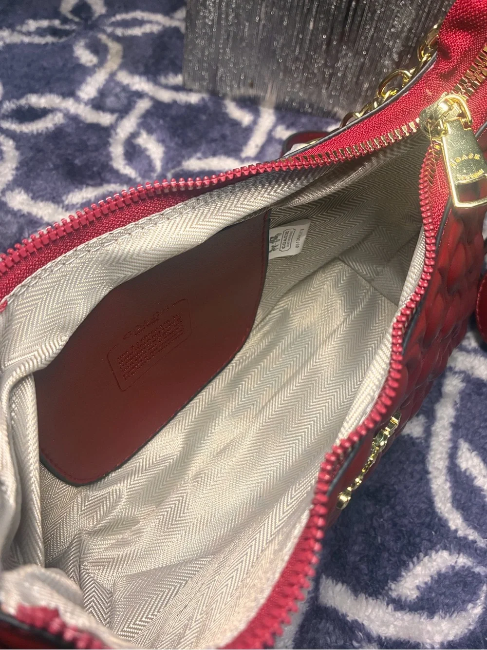 Coach Quilted Signature Leather Shoulder Bag in Red