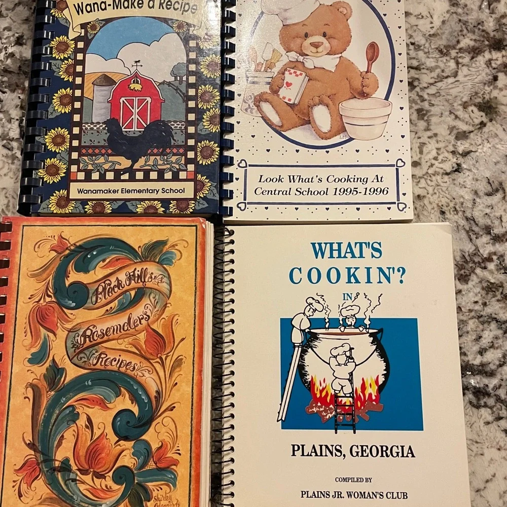 Lot of 4 Spiral Bound Community Fundraiser Cookbooks Woman's Club School