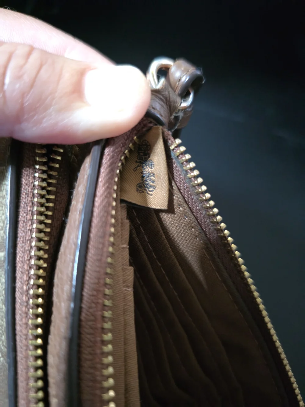 COACH Signature Canvas Wristlet in Brown/Tan Double Zip