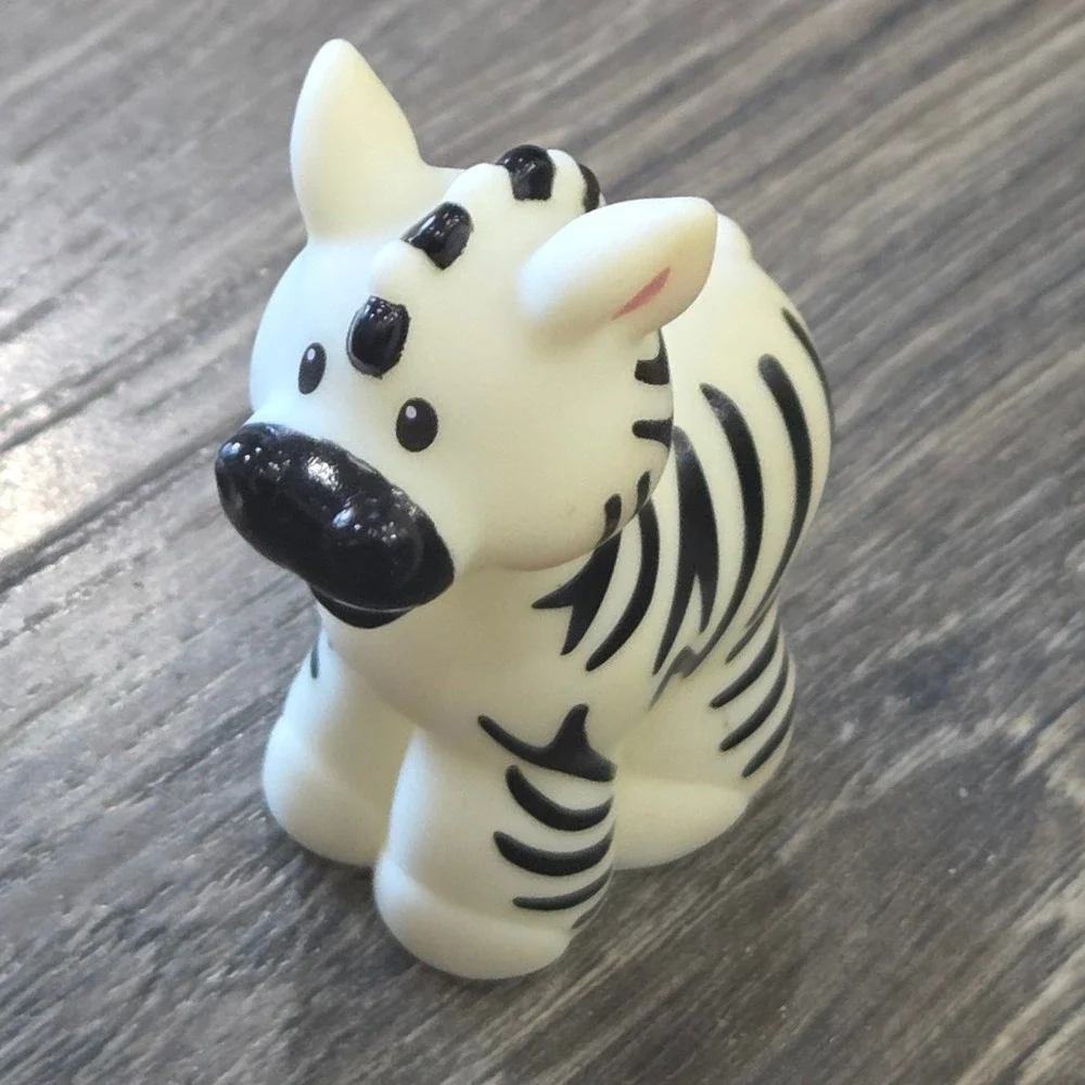 Fisher-Price Little People Zebra Figure White Black Plastic Vintage Collectible