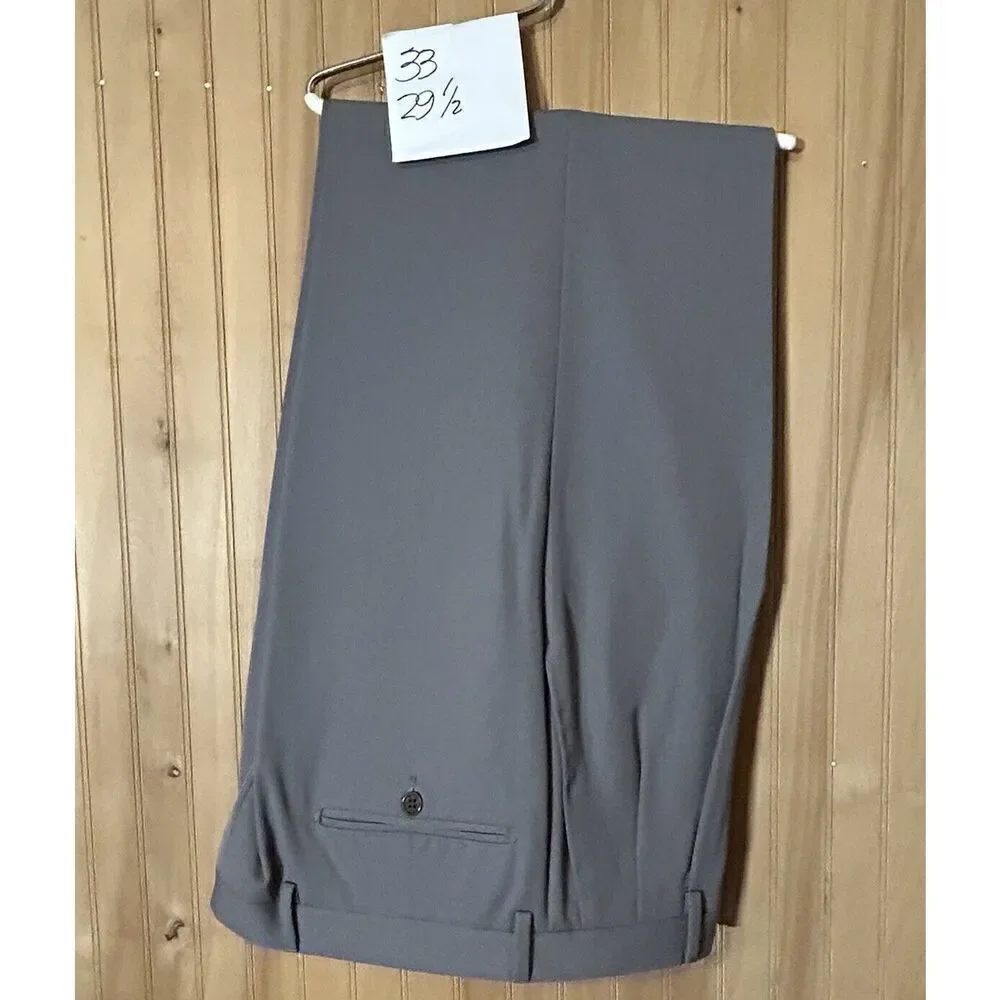 Mens Custom Tailored Dress Pants 33 x 29.5 Pleated Twill Gray Movie Set