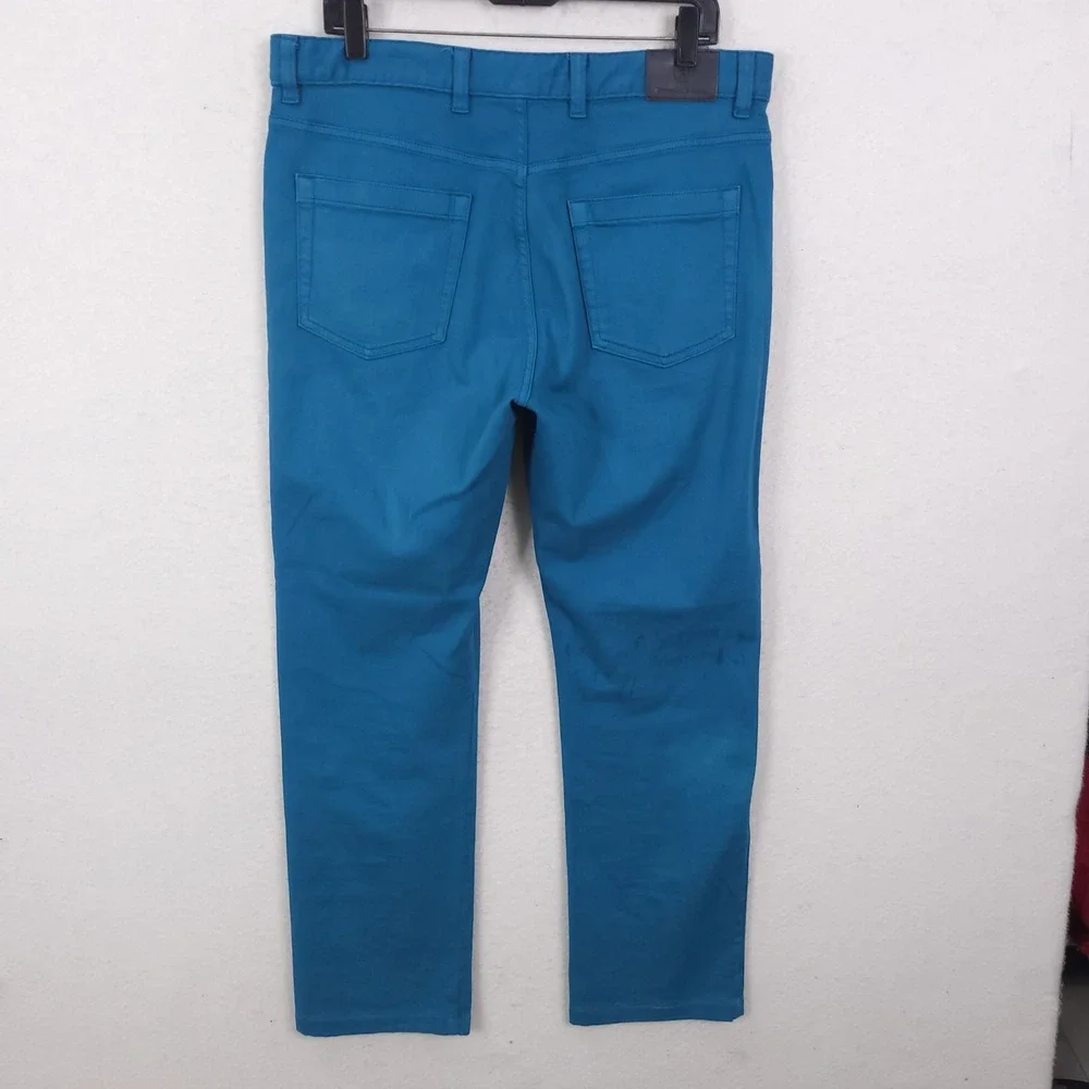 Ermenegildo Zegna Pants Mens 36x30 Teal Blue Cotton Stretch Straight Leg Chinos