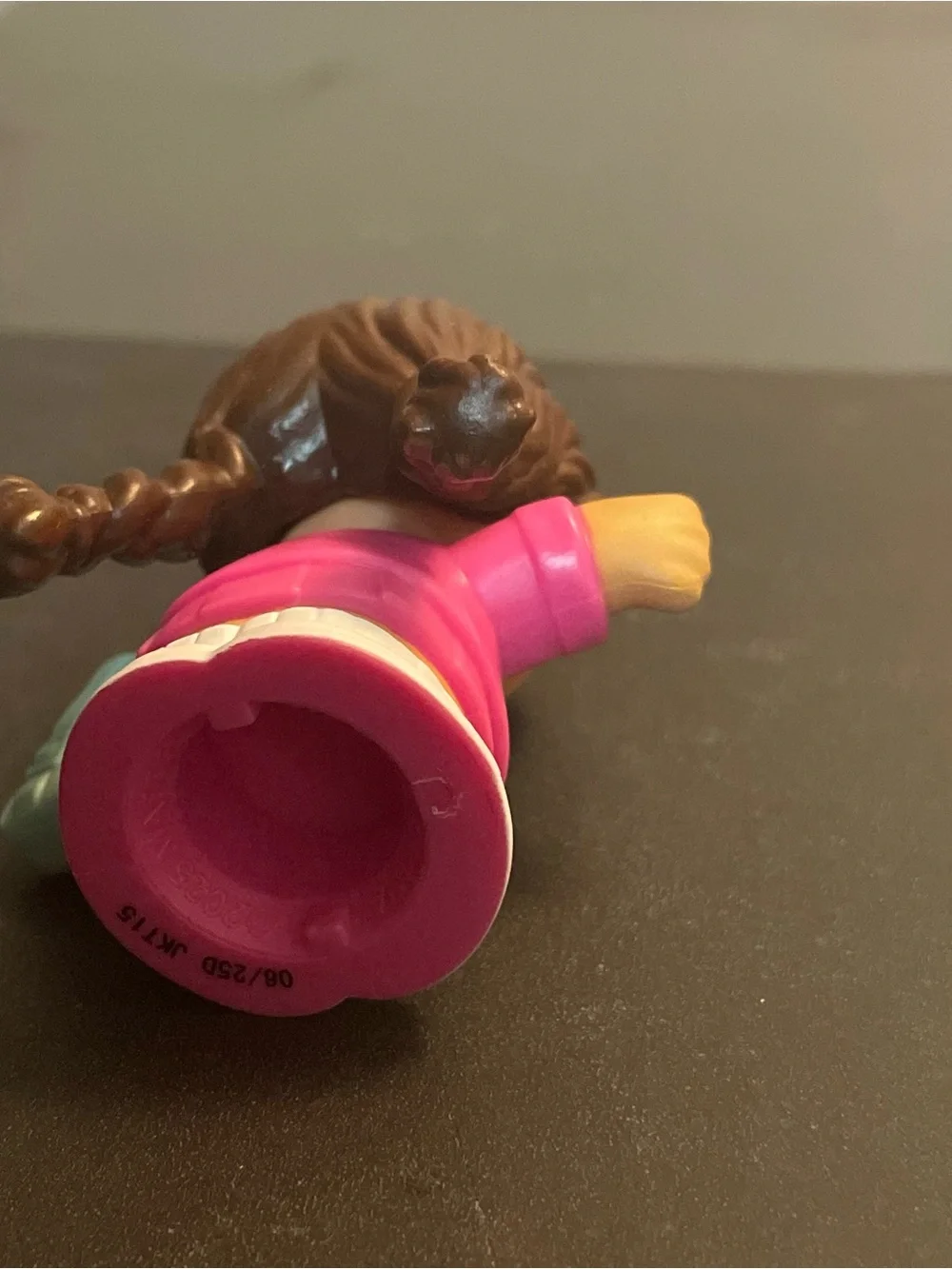 Little people girl Figure with Pink Jacket and Teal Backpack back to school