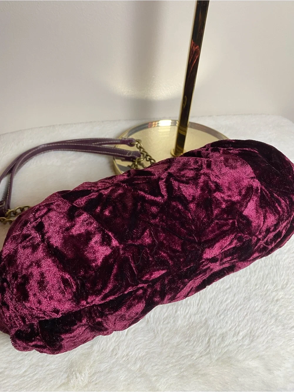 Vintage Apt. 9 Velvet Frame Chain Shoulder Bag - Plum Burgundy