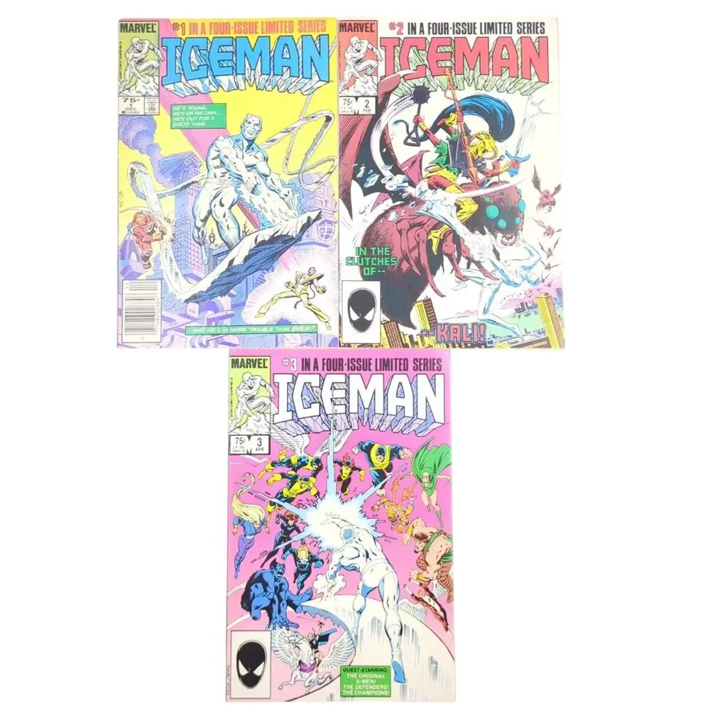 Iceman Comic Lot of 3 Issues #1-3 Marvel Copper Age Newsstand Direct X-Men 1984