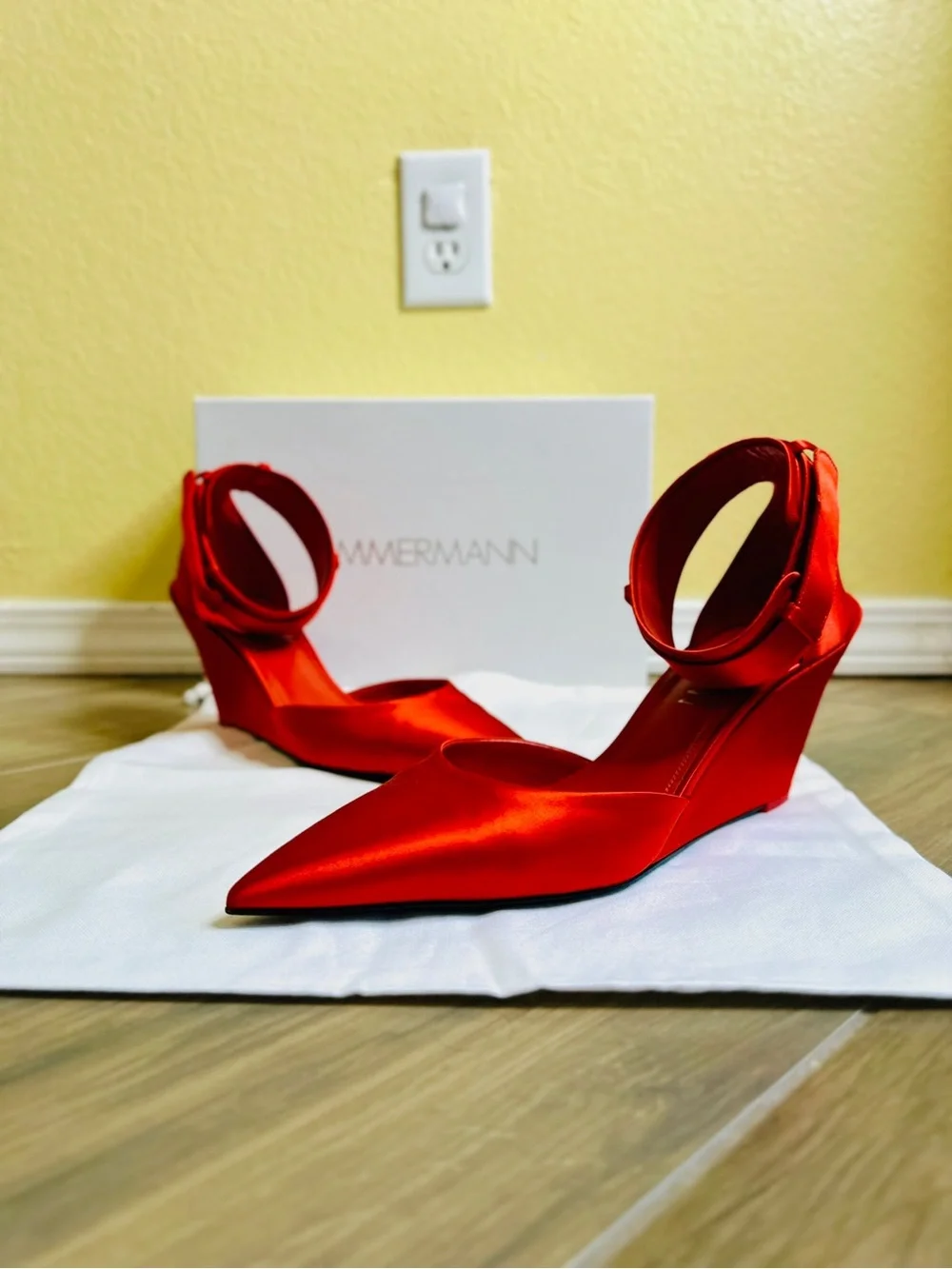 EUC Zimmermann Surf Satin Pumps in Ruby