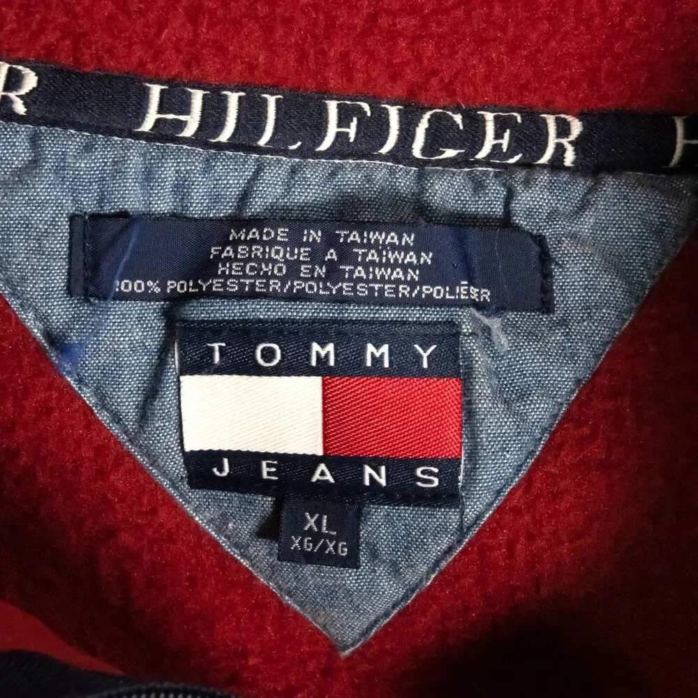 Vintage 90's Tommy Jeans Hilfiger USA Fleece Pullover Hip Hop Size XL