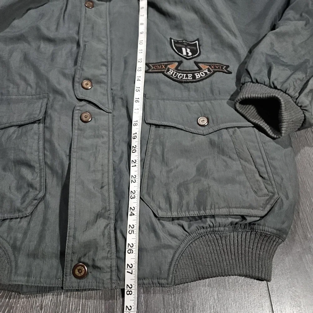 Vintage Bugle Boy Aviator Bomber Jacket Adult L Green 90s Airborne Wings Crest