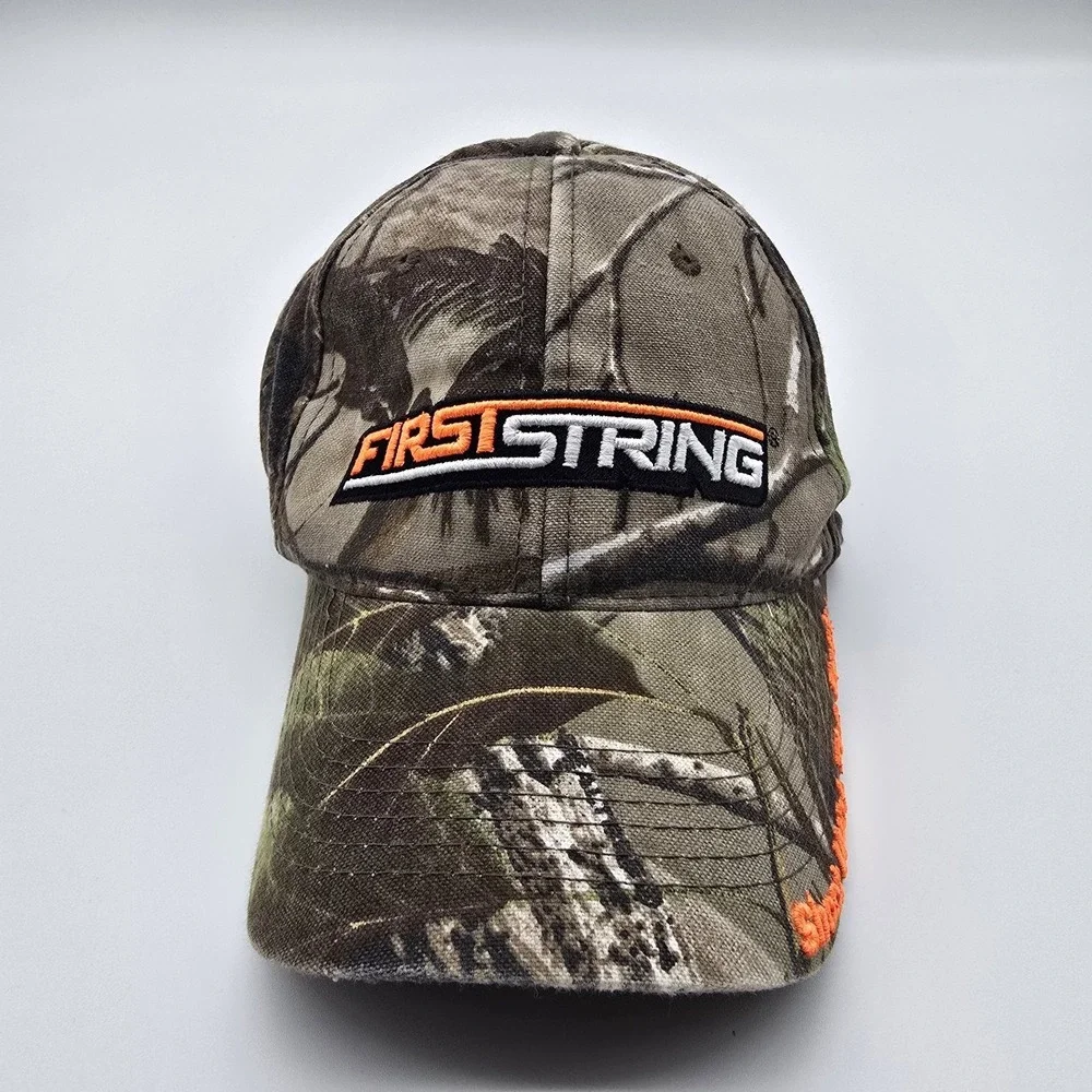 FirstString Realtree Camo Hunting Hat Cap Hook & Loop Adjustable Orange Logo