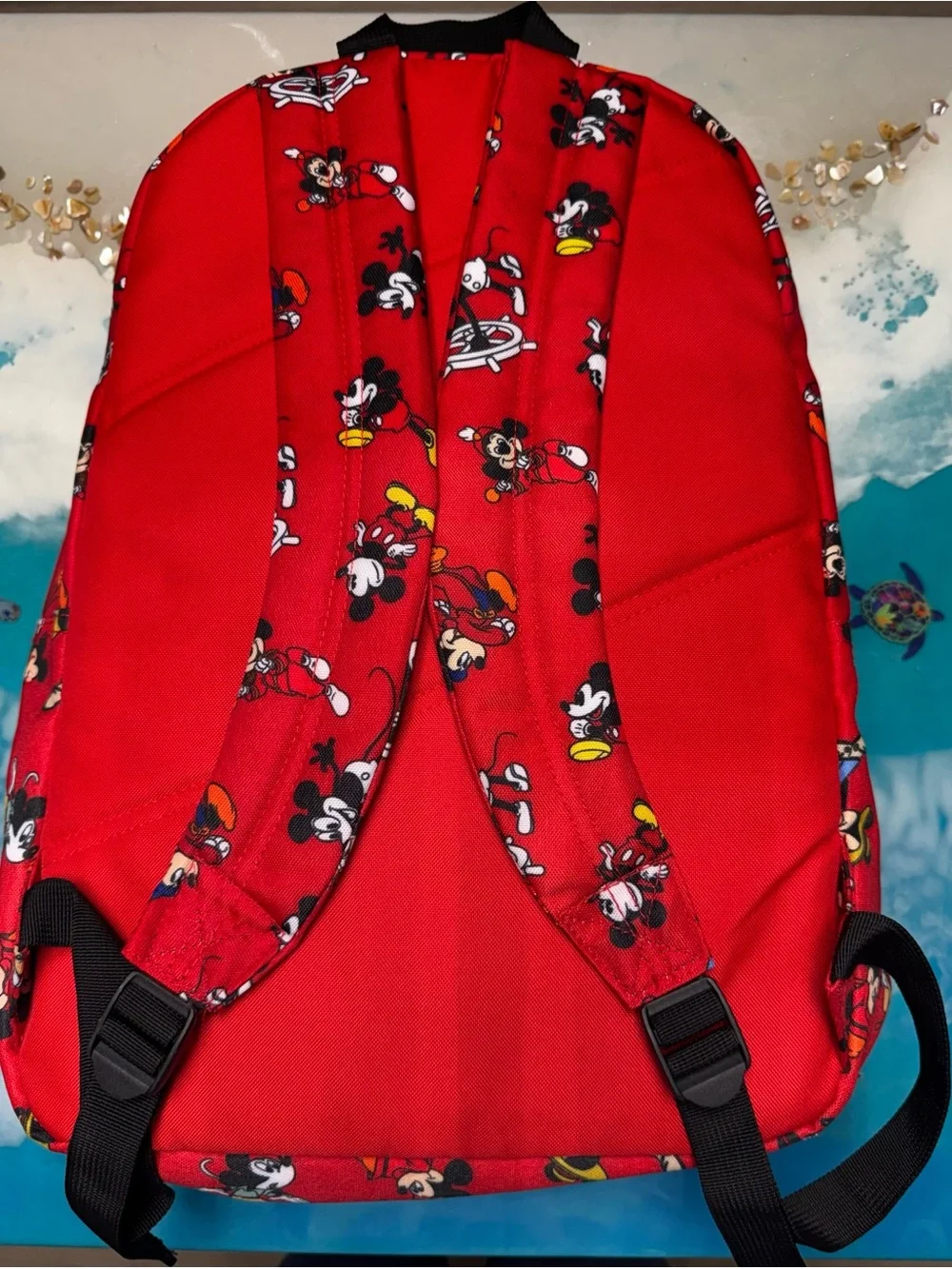 Red Mickey Mouse Print Backpack