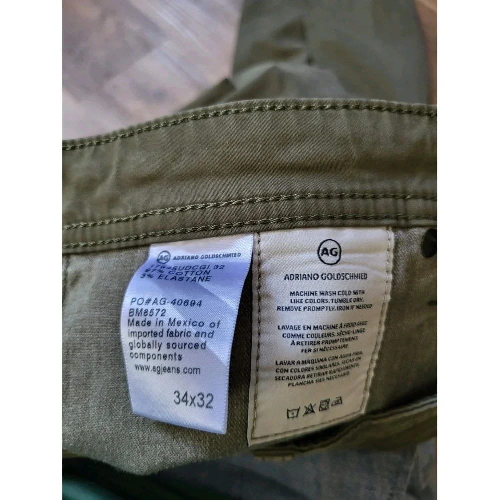 34 X 27! AG Adriano Goldschmied Everett Slim Straight Jeans Men's Green Stretch