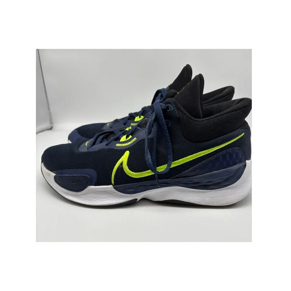 Nike Renew Elevate 3 Mens 13 Navy Volt Basketball Shoes DD9304-005 Mid Top